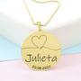Imagem de Gargantilha Pingente Redondo Personalizado Coração Nome Julieta Banhado Ouro 18K - 999007383