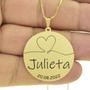 Imagem de Gargantilha Pingente Redondo Personalizado Coração Nome Julieta Banhado Ouro 18K - 999007383