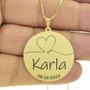 Imagem de Gargantilha Pingente Redondo Personalizado Coração Nome Karla Banhado Ouro 18K - 999007391