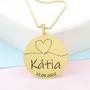 Imagem de Gargantilha Pingente Redondo Personalizado Coração Nome Kátia Banhado Ouro 18K - 999007395