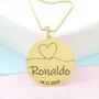 Imagem de Gargantilha Pingente Redondo Personalizado Coração Nome Ronaldo Banhado Ouro 18K - 999007214