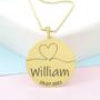Imagem de Gargantilha Pingente Redondo Personalizado Coração Nome William Banhado Ouro 18K - 999007136