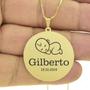 Imagem de Gargantilha Pingente Redondo Personalizado Nome Gilberto Banhado Ouro 18K - 999005190