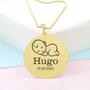 Imagem de Gargantilha Pingente Redondo Personalizado Nome Hugo Banhado Ouro 18K - 999005044
