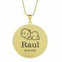 Imagem de Gargantilha Pingente Redondo Personalizado Nome Raul Banhado Ouro 18K - 999005111