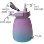 Imagem de Garrafa Água Suco 1,3 Litro Infantil Tie Dye Completa Canudo Adesivos + Alça