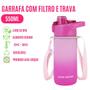 Imagem de Garrafa C/ Tampa de Água 550ml Suco Esportiva Academia Alça Plástico Academia Trilha Camping