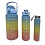 Imagem de Garrafa colorida de agua kit 3 peças Squeeze fitness academia escola 2 litros