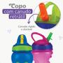 Imagem de Garrafa de Água Infantil 18m+ Nûby 450ml Copo Gator Menino Canudo Rígido Azul