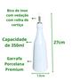 Imagem de Garrafa Galheteiro Azeite Vinagre Shoyo Óleo Porcelana Branca Premium Capacidade 350ml