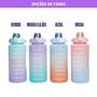 Imagem de Garrafa Motivacional Squeeze Frases Hora Certa Colorida Antivazamento Fitness TayDay 2 Litros c/ Adesivo 3D