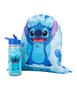 Imagem de Garrafa Plástico 450ml Com Mochila Tipo saco Stitch Abacaxi Disney