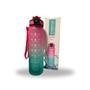 Imagem de Garrafa Squeeze Fit Academia 1000ml Click Facil Com Alça Resistente Rosa e Verde