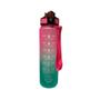 Imagem de Garrafa Squeeze Fit Academia 1000ml Click Facil Com Alça Resistente Rosa e Verde