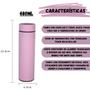 Imagem de Garrafa Térmica 480ml Com Sensor LED Termômetro Temperatura Tampa Digital Display Aço Inoxidável - GARRAFA LED TERMOMETRO LILÁS PASTEL