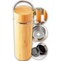 Imagem de Garrafa Térmica Bambu Aço Inox Com Infusor de Cha Ecologica 450ml