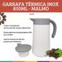 Imagem de Garrafa Térmica Branca Minimalista Inox 850ml Malmo Mori