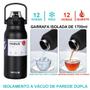 Imagem de Garrafa Térmica de Água Café Suco Aço Inox Portátil 1,7 Litros Bebida Quente Fria Academia Passeio Camping Caminhada
