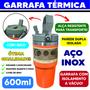 Imagem de Garrafa Térmica Flip Straw com Bico Alça Aço Inox Camada Dupla 600ml Escolha a Cor