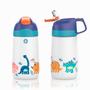 Imagem de Garrafa Térmica Infantil com Canudo e Alça 350ml Parede Dupla para Bebê Criança Água Suco Leite Aço Inox Rosa ou Branco Passeio Escola