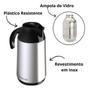 Imagem de Garrafa Térmica Inox Café Chá 600ml Preto Com Alça Unitermi