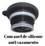 Imagem de Garrafa Térmica Inox Prata Parede Dupla 1 Litro Para Bebidas Quentes e Frias Tampa Silicone