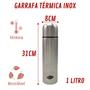 Imagem de Garrafa Térmica Portátil Água Inox Tampa Copo Suco 1L - 4 un