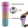 Imagem de Garrafa Termica Sensor Visor Led Kit 2 Uni Squeeze Motivacional Frase Medidor 2 Litros 500Ml Aço Inox Resistente Viagem Passeio Academia Estudos Trein