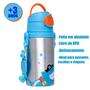 Imagem de Garrafinha Infantil Alúminio Buba 450ml Aventuras Antivazamento Canudo de Silicone Sereia Pirata 