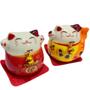 Imagem de Gato Da Sorte Oriental Maneki Neko Cerâmica Kit 5 Cores