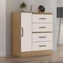 Imagem de Gaveteiro Com 4 Gavetas 1 Porta Rancharia Nature Off White