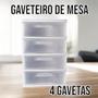 Imagem de Gaveteiro de Mesa em Plástico Transparente Organizador Com 4 Gavetas