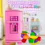 Imagem de Geladeira De Brinquedo Com Kit Frutinhas E Verdurinhas Infantil Dispenser Lúdico Ovos Cardoso E GGB