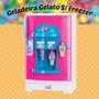 Imagem de Geladeira Gelato Rosa Infantil De Brinquedo Sem Freezer 44cm Com Sorvete e Acessórios Magic Toys