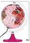 Imagem de Globo Terrestre Aquarela Rosa Base Magenta 21cm LED Branco - Libreria