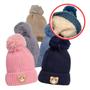 Imagem de Gorro Infantil De Frio Menino e Menina Ursinho Pompom