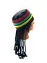 Imagem de Gorro Jamaicano Rastafari Com Cabelos Dreads E Tranças 30Cm