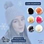 Imagem de Gorro Touca De Frio De Poliéster Com Pompom Inverno Unisex - Rosa