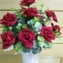 Imagem de (GRANDE) Arranjo Decorativo De Mesa Grande Rosas Vermelhas Aveludadas Vaso de Flores Artificiais