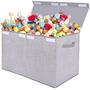 Imagem de Grande organizador de armazenamento de baú de toy box com tampa, caixas de brinquedos dobráveis com alças resistentes para meninos e meninas, berçário, playroom 25"x13" x16" (Cinza Claro)