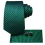 Imagem de Gravata De Seda Verde Escura Para Homens Elegante Hi-tie Noivo Gravata De Casamento Bolso Quadrado