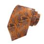 Imagem de Gravata Masculina Paisley Floral Laranja e Marrom - 8cm - Jacquard para Festa