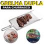 Imagem de Grelha Dupla Folha Grande Churrasco Peixe Frango Linguiça Aço