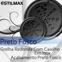 Imagem de Grelha Redonda Inox Com Caixilho Preto Fosco 15cm - Estilmax