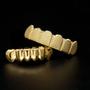 Imagem de Grillz Banhado Ouro 18k Estriado Hip-hop Superior + Inferior