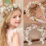 Imagem de Grinalda de Flores Boêmia com Pérolas - Tiara de Cabelo para Meninas