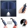 Imagem de Guarda Chuva Automático Abre e Fecha Dobrável Fibra Blackout Proteção Solar UV com Lanterna LED Rotativa