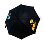Imagem de guarda chuva infantil preto para criança pequena menino com apito automatico reforçado