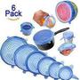 Imagem de Guarda Mantimentos Kit Potes Pote Com 6 Tampas De Silicone Stretch Fácil Universal Utensílios De Cozinha