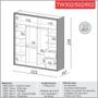 Imagem de Guarda Roupa 100% MDF Casal 2,23m com 2 portas de correr TW602 Dalla Costa